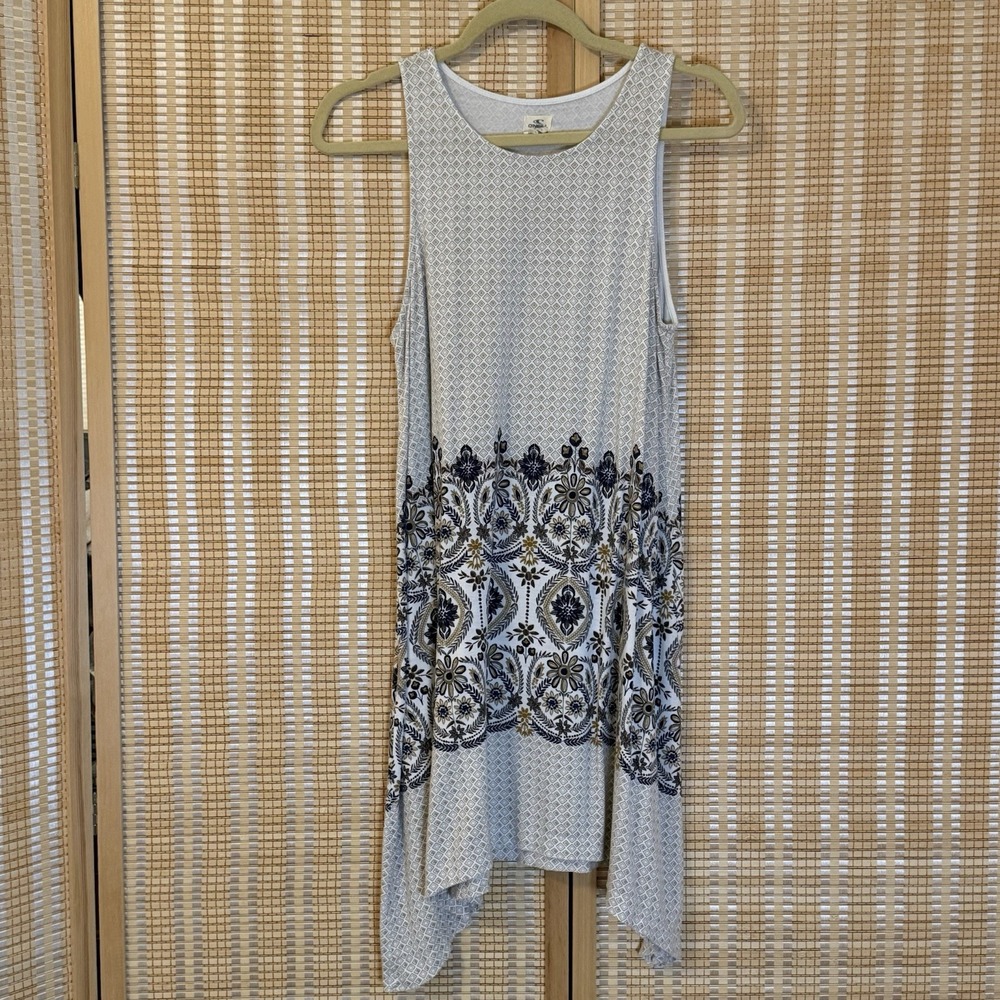 O'NEILL Womens M Tank Dress‎ Asymmetrical Hem Floral Boho Lagenlook Artsy Resort